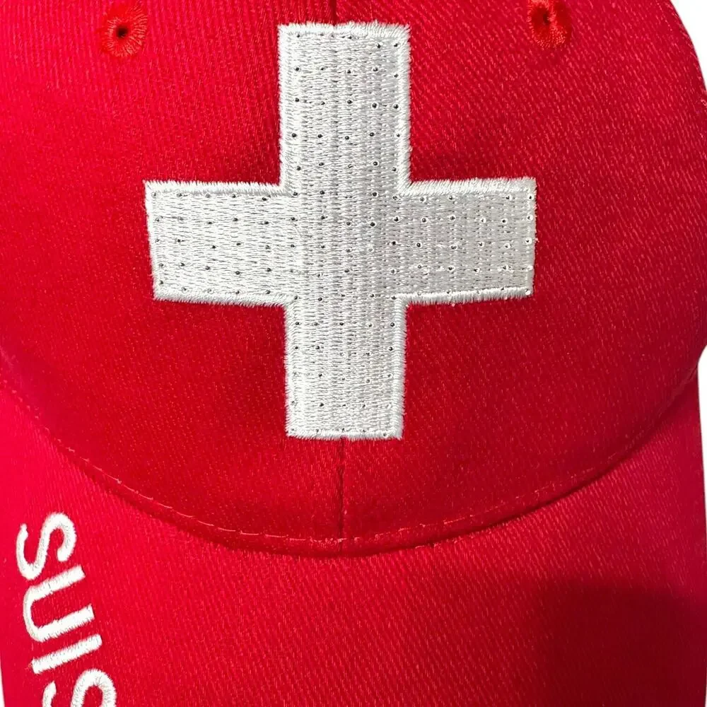 Suisse Baseball Hat Cap Red White Flashing Logo Switzerland French Tested OS